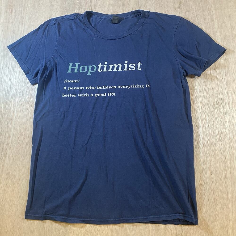 Craft Beer “Hoptimist” Definition T-shirt Brewery IPA Beer Lover Navy Size M